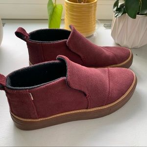 Toms Paxton Booties Red Suede